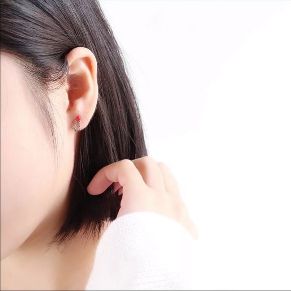 925 sterling silver Christmas tree stud earrings - Picture 4 of 4